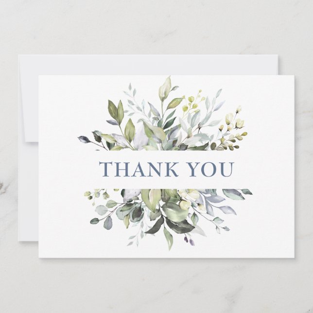 Carte De Remerciements Elégante aquarelle Eucalyptus Vert (Devant)