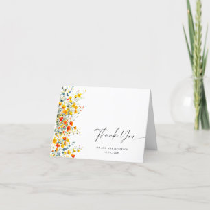 Carte De Remerciements Elégante aquarelle Fleurs sauvages Mariage botaniq