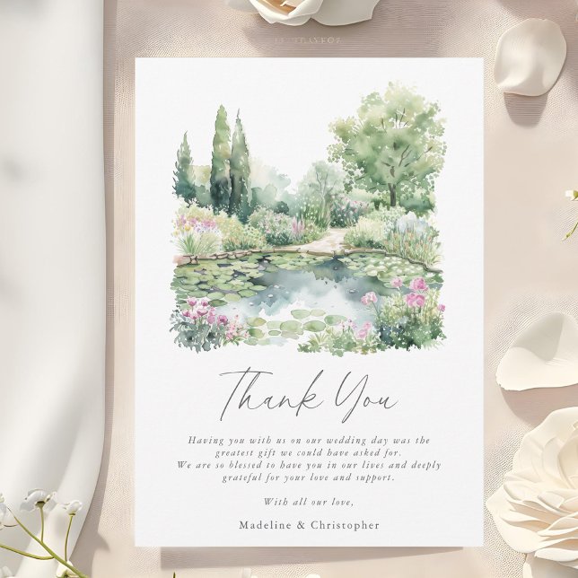 Carte De Remerciements Elégante aquarelle Jardin d'été Paysage Mariage (Créateur téléchargé)