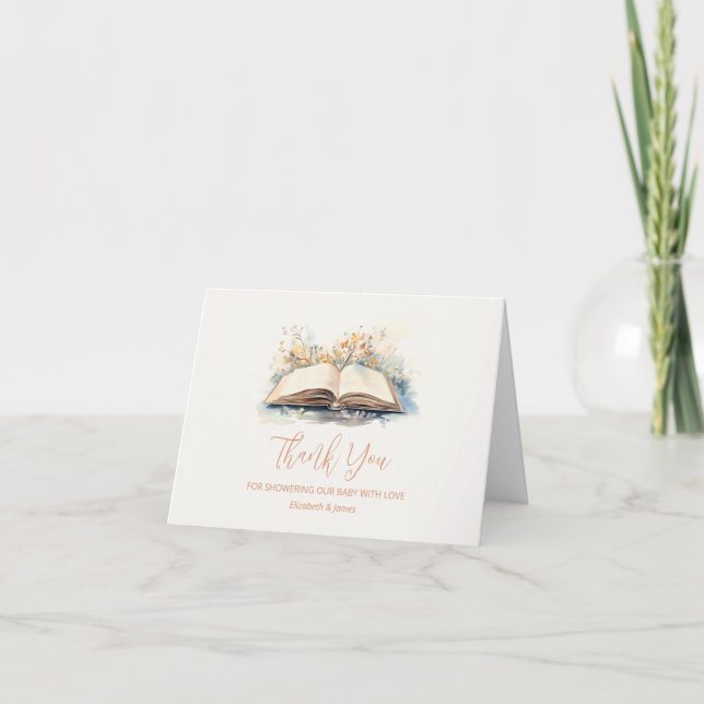Carte De Remerciements Elégante aquarelle Un nouveau Baby shower de chapi (Devant)