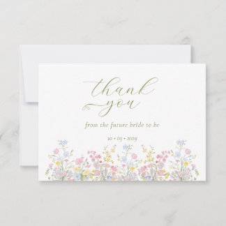 Carte De Remerciements Élégante Baby Shower Bohème Fleur Sauvage