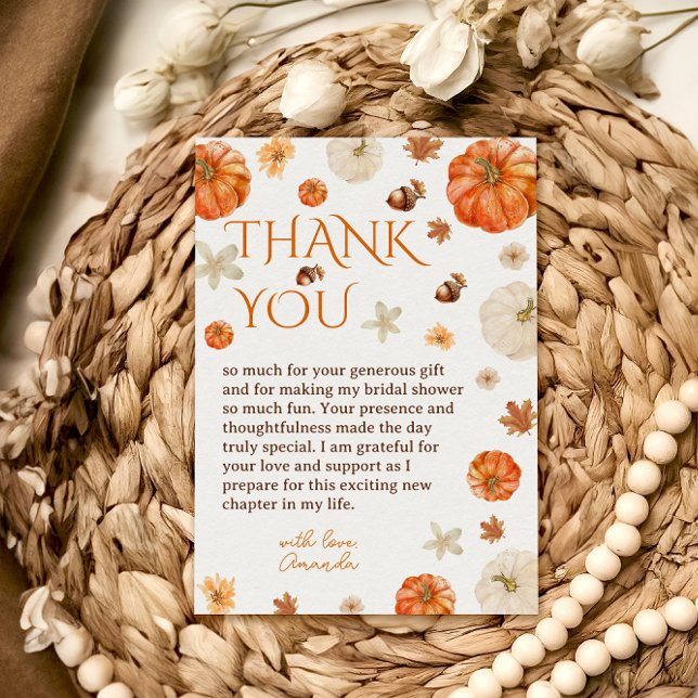 Carte De Remerciements Élégante Baby Shower de Mariage d'Automne  (Créateur téléchargé)