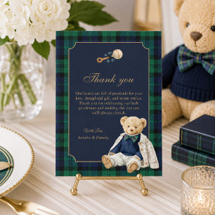 Carte De Remerciements Élégante Baby Shower Ours en Polo Prépa