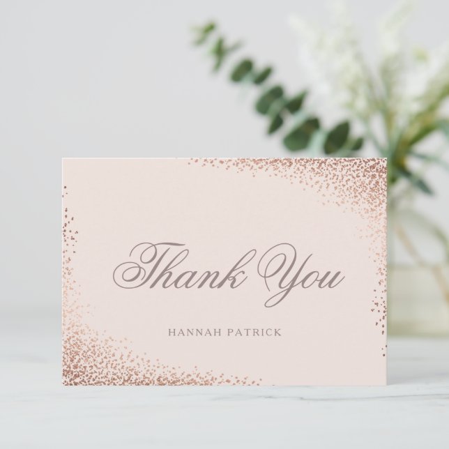 Carte De Remerciements Élégante Baby Shower Rose Gold (Debout devant)