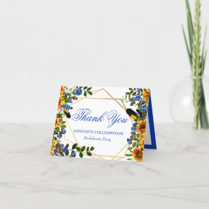 Carte De Remerciements Élégante Bachelorette Florale Boho Bleu