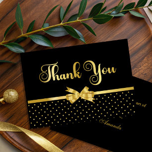 Carte De Remerciements Elégante Black & Gold Surprise fête d'anniversaire