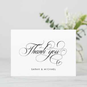 Carte De Remerciements Élégante calligraphie de script Noms Mariages mode