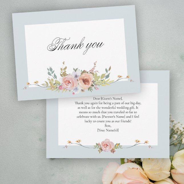 Carte De Remerciements Élégante calligraphie florale Pastel Boho (Créateur téléchargé)