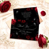 Élégante Calligraphie Mariage Fleur Rouge Noir