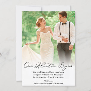 Carte De Remerciements Élégante calligraphie Mariage Notre aventure comme