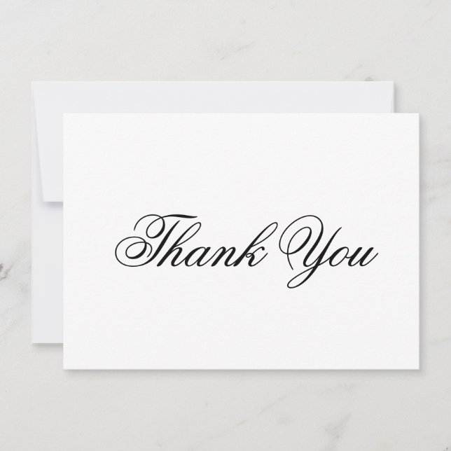 Carte De Remerciements Élégante calligraphie noir et blanc Mariage offici (Devant)