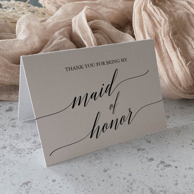 Carte De Remerciements Élégante calligraphie noire Maid of Honor (Créateur téléchargé)