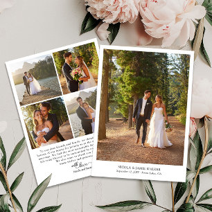 Carte De Remerciements Élégante calligraphie Simple moderne 5 Mariage Pho