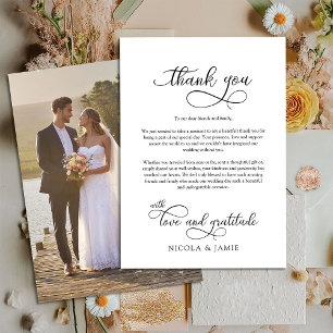 Carte De Remerciements Élégante calligraphie simple taille Mariage photo