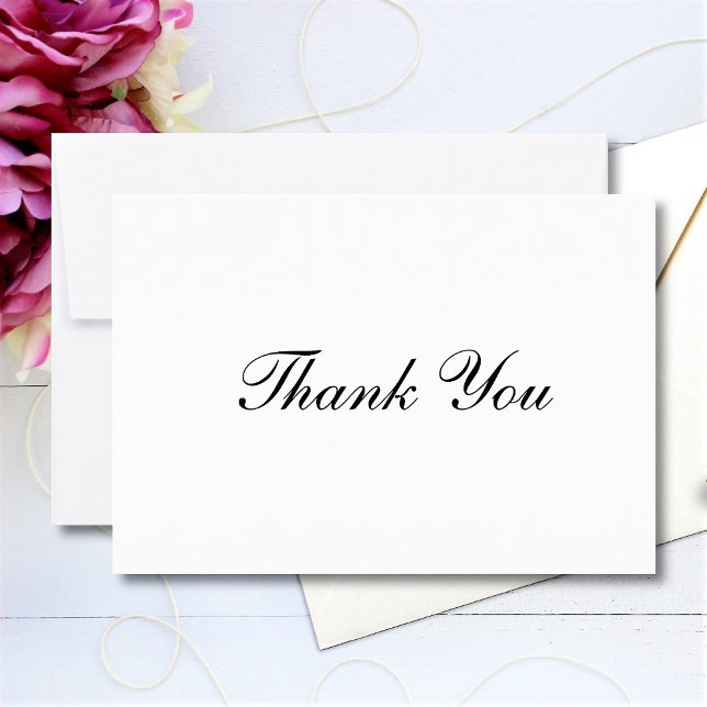 Carte De Remerciements Élégante calligraphie Texte personnalisé Noir Blan (Créateur téléchargé)