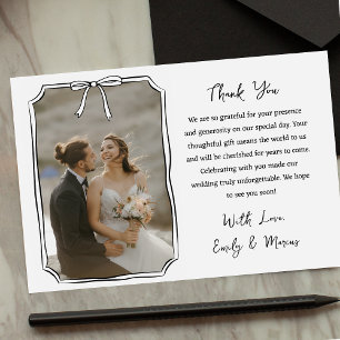 Carte De Remerciements Elégante Coquette Bow Frame Chic Mariage Photo