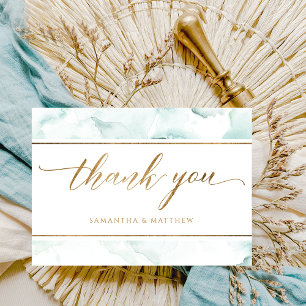 Carte De Remerciements Elégante couleur bleu, turquoise et verte Dusty