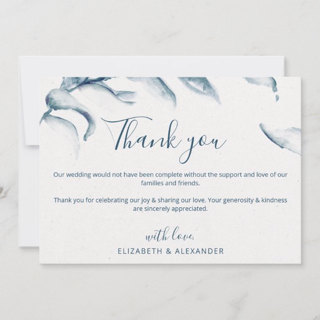 Carte De Remerciements Elégante couleur bleue cascade romantique simple m (Devant)