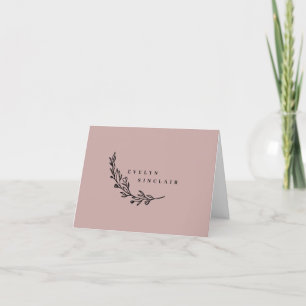 Carte De Remerciements Élégante couronne Laurel Dusty rose noir plié