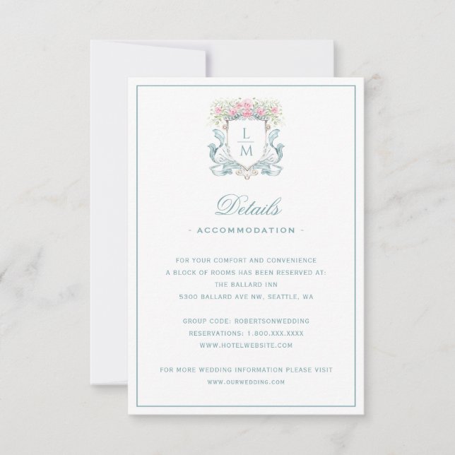 Carte De Remerciements Élégante crête de Rose avec détails de la cale Car (Devant)