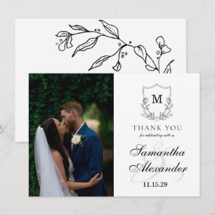 Carte De Remerciements Élégante crête noire et blanche