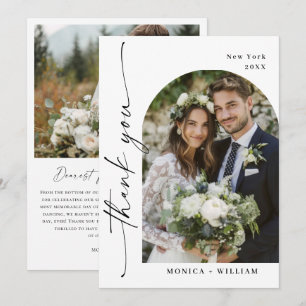 Carte De Remerciements Élégante écriture minimaliste Mariage 2 photo