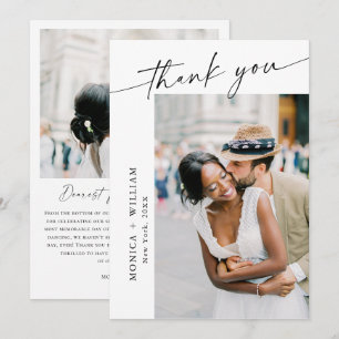 Carte De Remerciements Élégante écriture minimaliste Mariage 2 photo