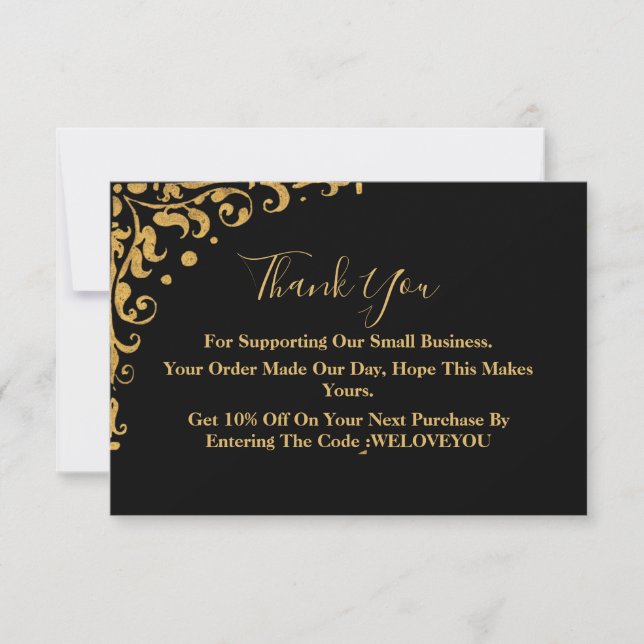 Carte De Remerciements Élégante entreprise Black and Gold (Devant)