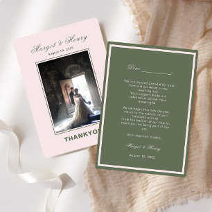 Carte De Remerciements Elégante esthétique moderne photo Mariage