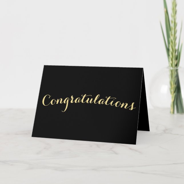 Carte De Remerciements Elégante Faux Gold Black Félicitations Card (Devant)