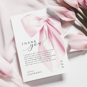 Carte De Remerciements Élégante Fête de Mariage au Ruban Rose