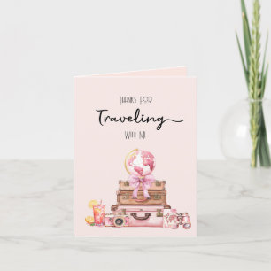 Carte De Remerciements Élégante fête de mariage itinérante rose poudré