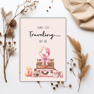 Carte De Remerciements Élégante fête de mariage itinérante rose poudré
