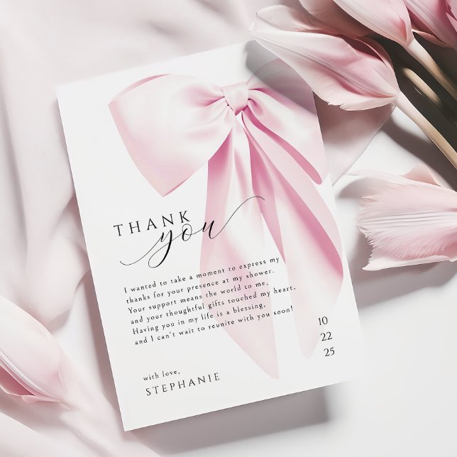 Carte De Remerciements Élégante Fête des mariées de cabot rose (Créateur téléchargé)