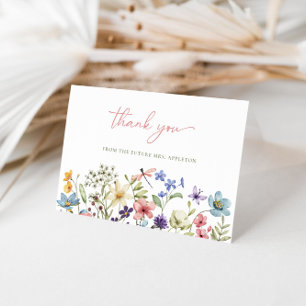 Carte De Remerciements Élégante Fête des mariées de calligraphie Fleur sa