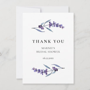 Carte De Remerciements Élégante Fête des mariées de lavande florale