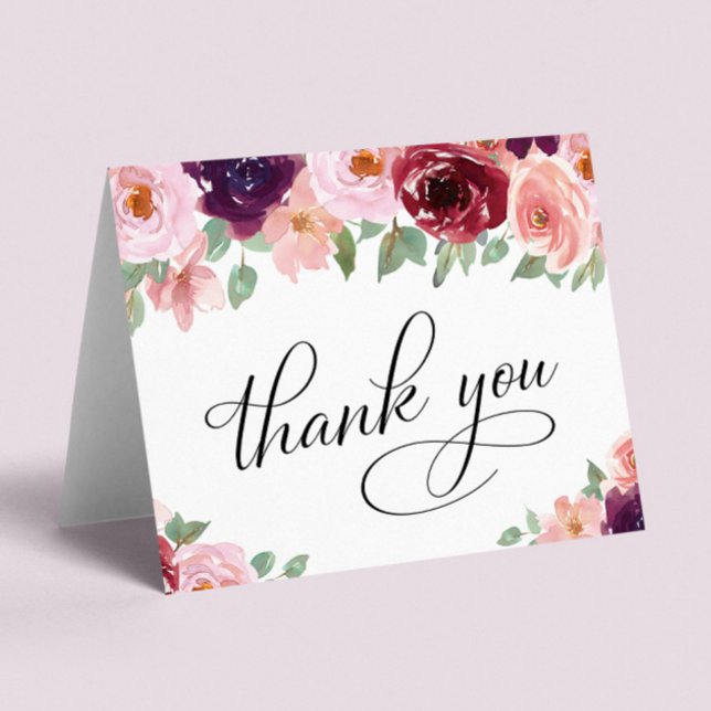 Carte De Remerciements Elégante fête florale 70e anniversaire (Créateur téléchargé)