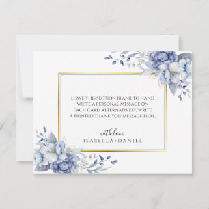 Carte De Remerciements Élégante Fleur Aquarelle Bleu Poudre Mariage