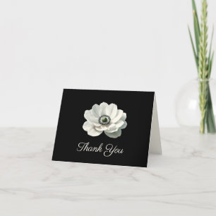 Carte De Remerciements Elégante Fleur moderne noir & blanc Mariage