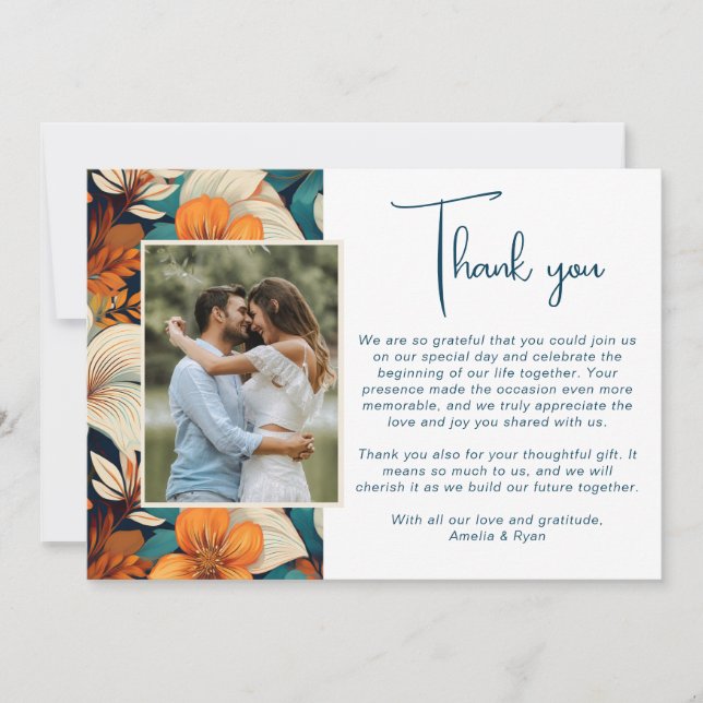 Carte De Remerciements Élégante Fleur tropicale Flore Mariage Photo (Devant)