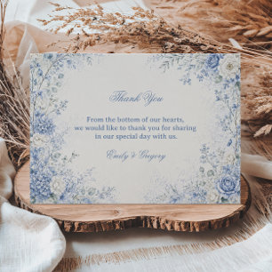 Carte De Remerciements Élégante Grâce Florale Bleue d'Hiver