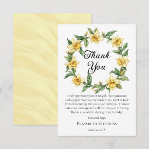 Carte De Remerciements Élégante jonquilles jaunes Fleur de couronne Anniv