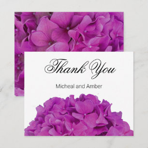 Carte De Remerciements Elégante magenta rose hydrangée florale roses