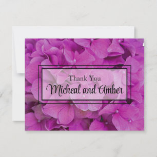 Carte De Remerciements Elégante magenta rose hydrangée florale roses