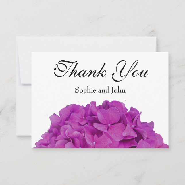 Carte De Remerciements Elégante magenta rose hydrangée florale roses (Devant)