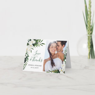 Carte De Remerciements Élégante Mariage d'orchidées blanches Bohème PHOTO