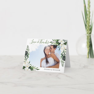 Carte De Remerciements Élégante Mariage d'orchidées blanches Bohème PHOTO
