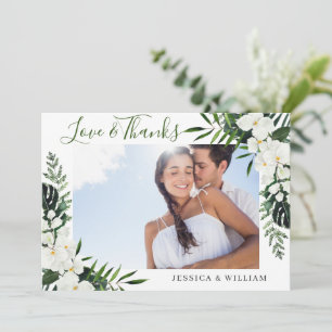 Carte De Remerciements Élégante Mariage d'orchidées blanches Bohème PHOTO