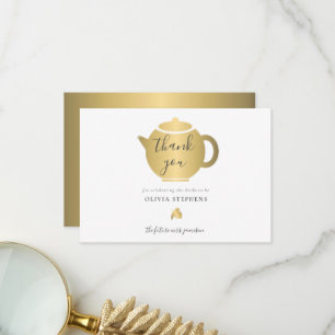 Carte De Remerciements Elégante minimaliste Fête des mariées Gold Tea Par