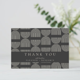 Carte De Remerciements Elégante moyenne ligne noir blanc Mariage personna